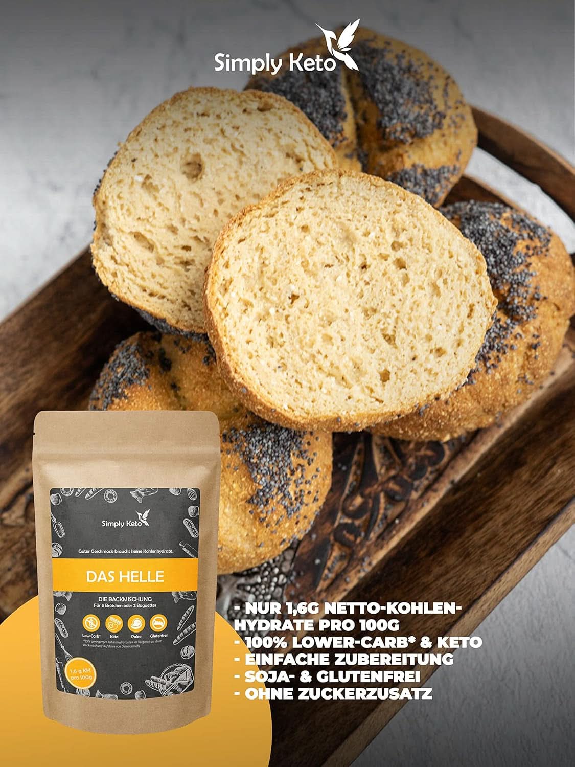 Simply Keto The Light Lower Carb* Chléb, Směs na bezlepkový chléb, 260 gramů Kitchen Naty Shop