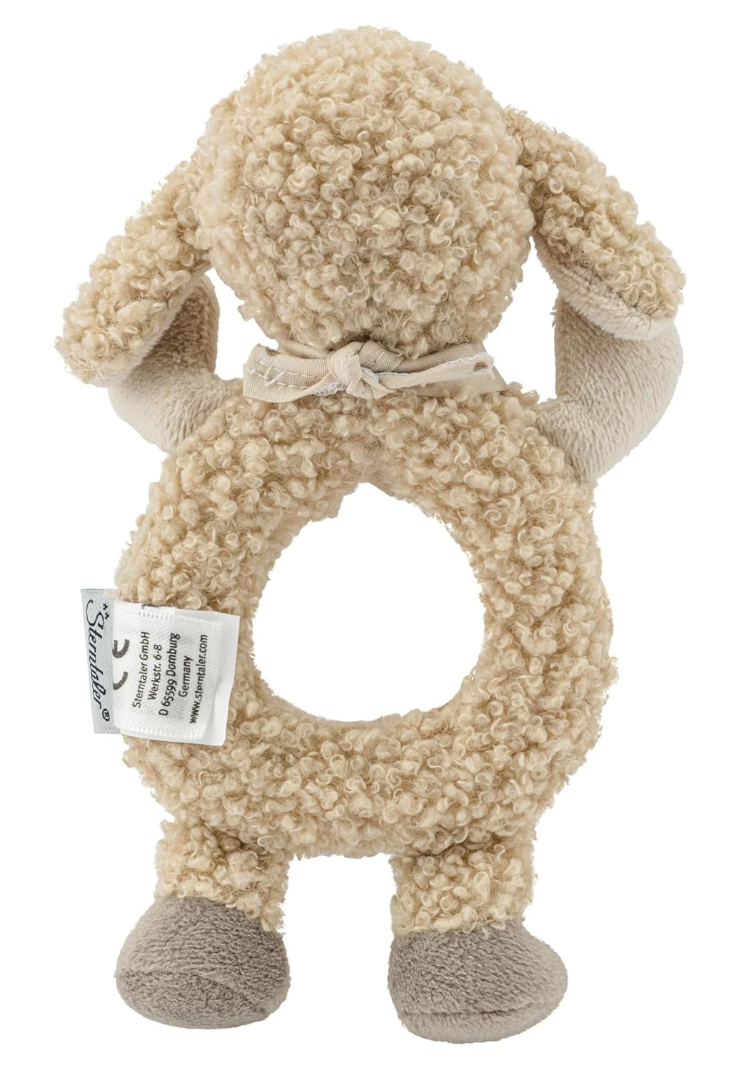 Flocke Sheep Sterntaler Catch Toy - motorická hračka pro chrastění, doteky a hraní - plyšová hračka pro miminka a děti s chrastítkem jako věrným kamarádem - hračka pro miminko z měkké tkaniny pískové barvy Baby Toys Naty Shop
