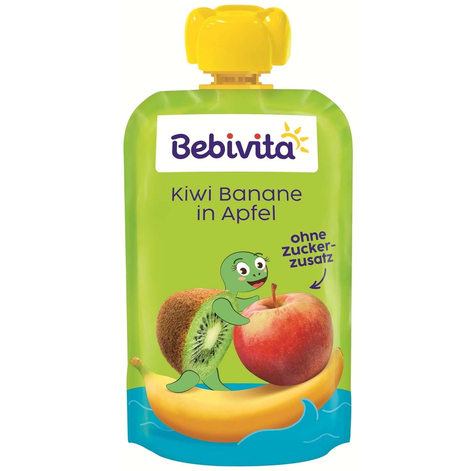 Kiwi Banány v jablečném quetschie (6 x 120 g), ohne Zuckerzusatz, glutenfrei, ideální pro svačinu a vlastní svačinu