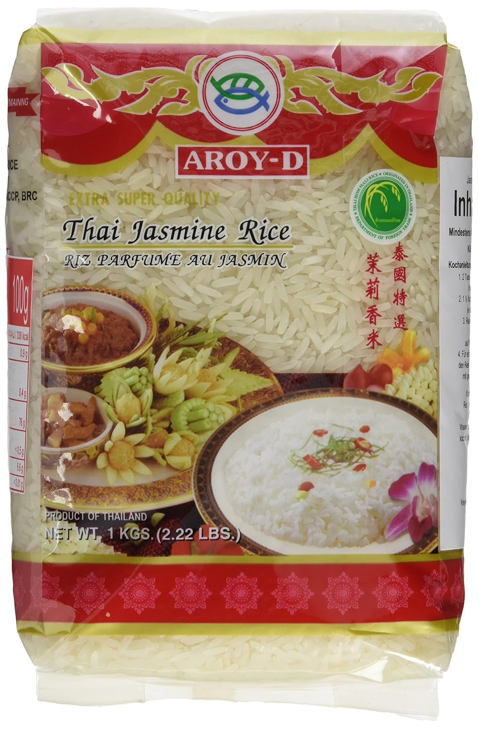 Aroy-D vonná rýže, dlouhozrnná rýže 100%, 1 balení (1 x 5 kg)