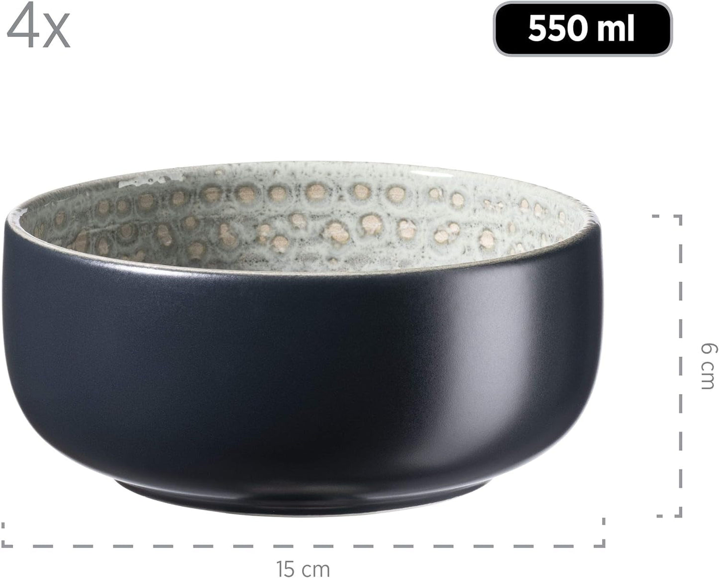 MÄSER 931744 Pikantní market Series, ručně malovaná sada nádobí pro 4 osoby ve vintage středomořském designu, 16dílná keramická kombinovaná sada, zelená, kamenina