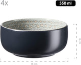 MÄSER 931744 Pikantní market Series, ručně malovaná sada nádobí pro 4 osoby ve vintage středomořském designu, 16dílná keramická kombinovaná sada, zelená, kamenina