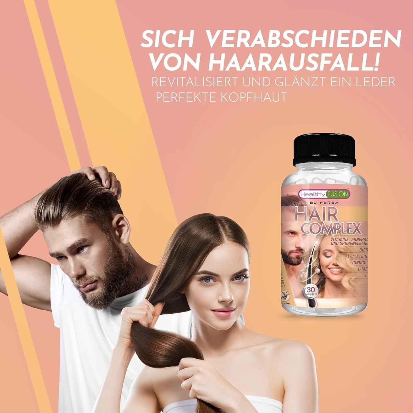 Healthy Fusion Haircomplex, účinný proti vypadávání vlasů, 30 kapslí Péče o vlasy Naty Shop