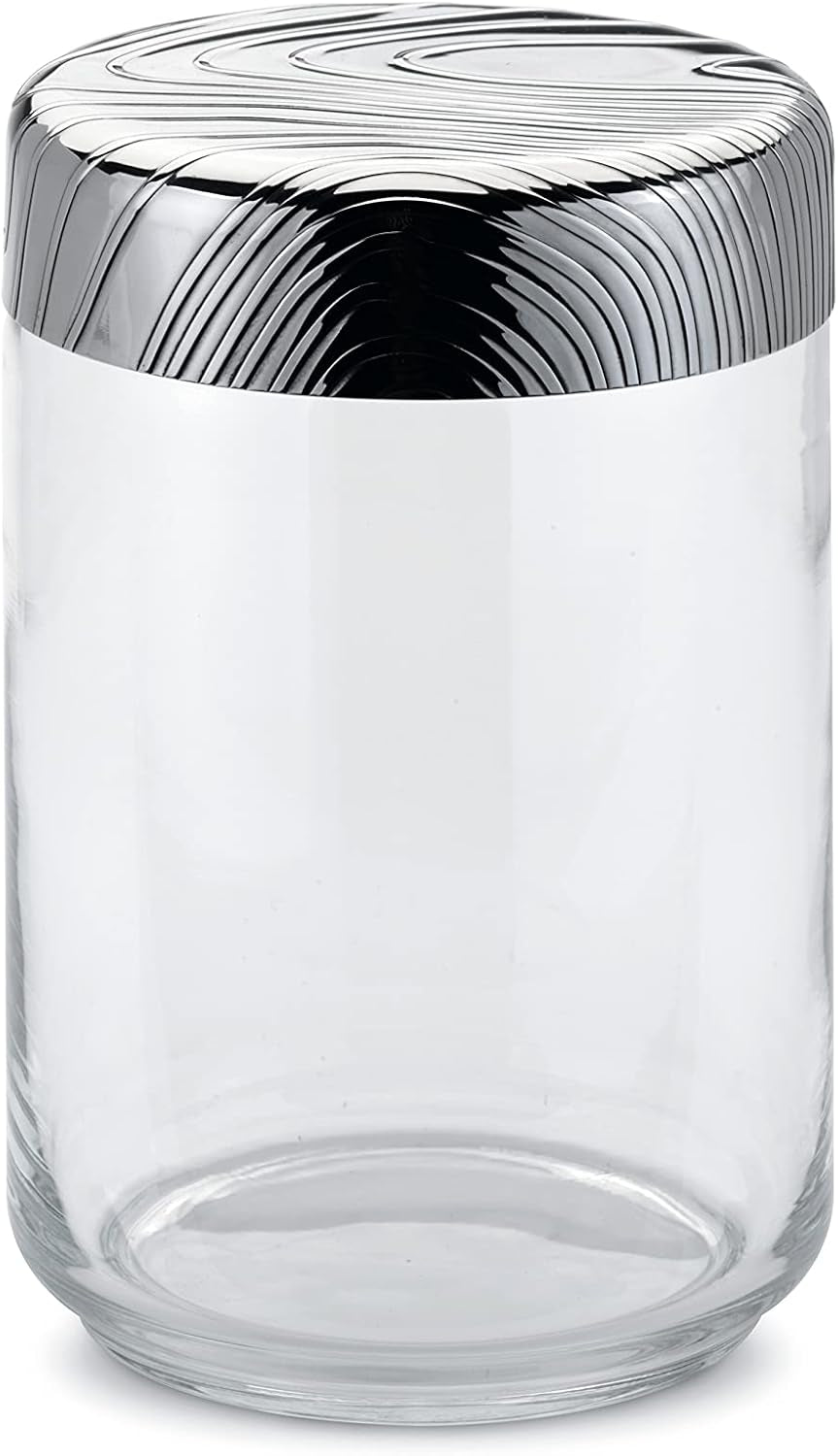 Alessi Dýha PU05/100 - Hermetický design Kuchyňské hrnce Skleněná dóza s 18/10 víkem z nerezové oceli Reliéfní dekorace Boxy na potraviny Naty Shop Vícebarevné Jedna velikost pro všechny