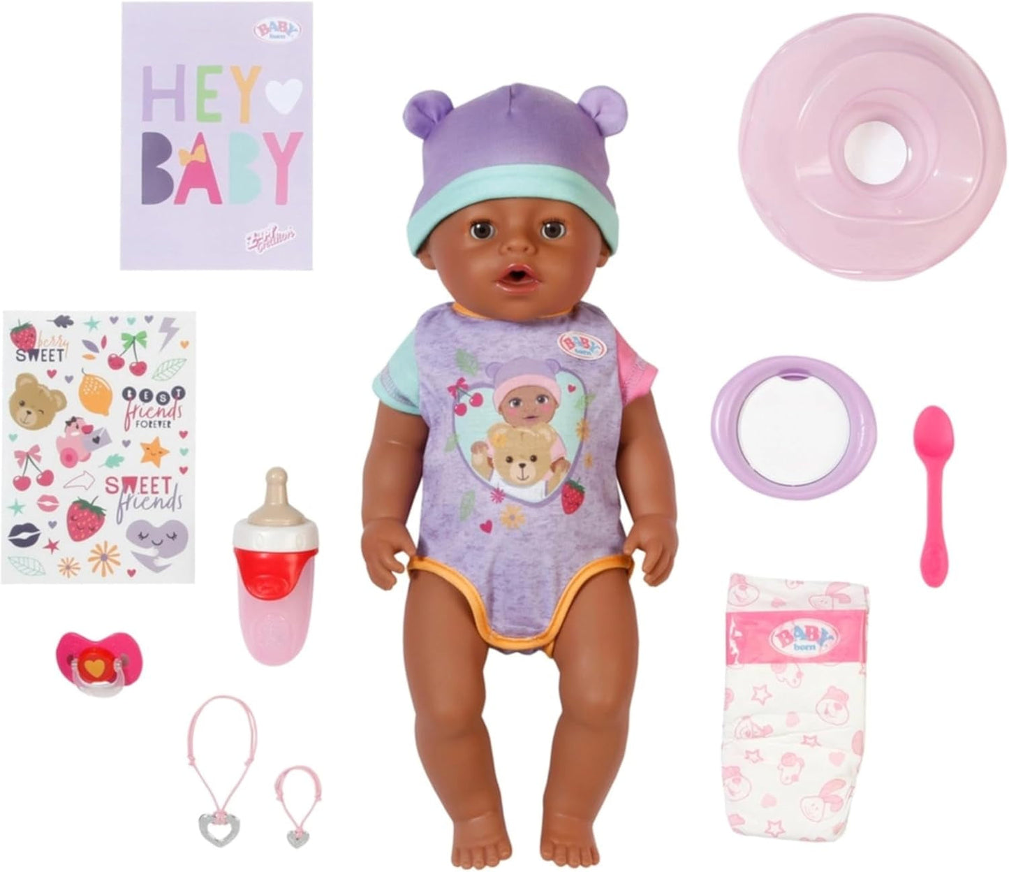 BABY Born Eva - panenka 43 cm - 10 funkcí včetně příslušenství a matrace - Plně funguje bez baterií - Vhodné pro děti od 3 let