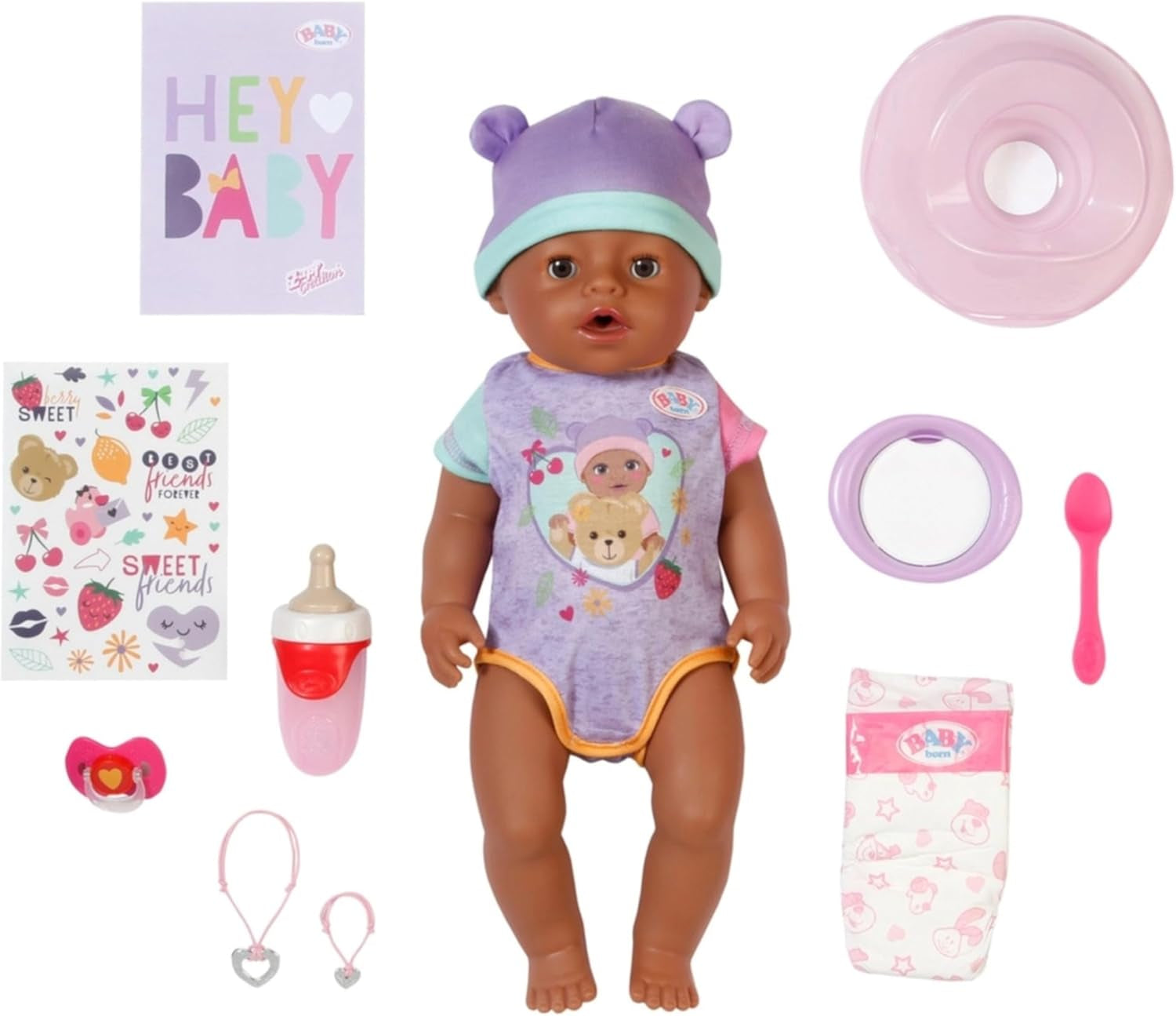 BABY Born Eva - panenka 43 cm - 10 funkcí včetně příslušenství a matrace - Plně funguje bez baterií - Vhodné pro děti od 3 let