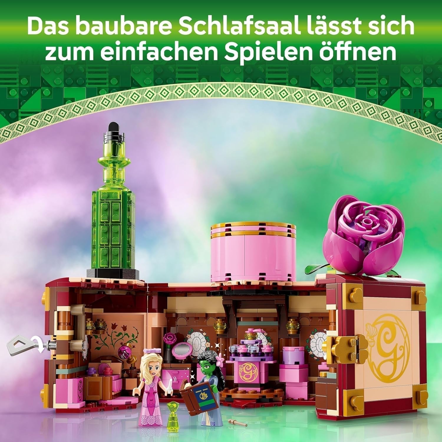 Ložnice LEGO Wicked Glinda a Elphaba - Domeček pro panenky se 2 mini panenkami Čarodějky ze země Oz, skvělými doplňky včetně květin a oblečení - Kreativní hračka pro dívky od 8 let a fanoušky - 75683 Stavebnice Besuche den LEGO-Store