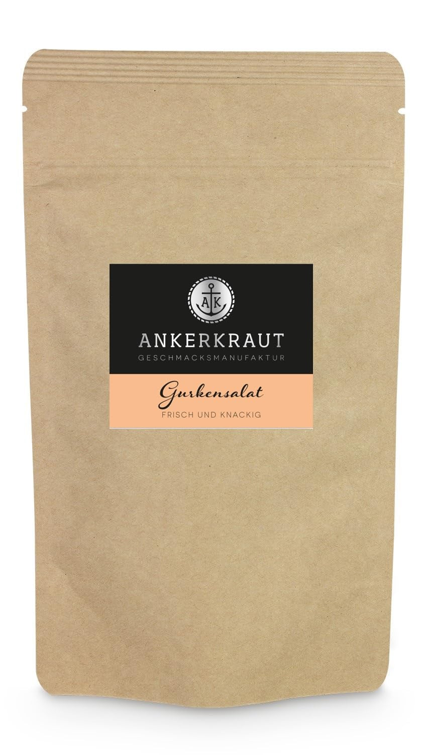 Ankerkraut Gurkensalat, 60 g v korkové sklenici, Würze Gherken-Salat Ganz Einfach, Zuckerfrei und Ohne Gesmackverstärker, Mischung würzender Ingredient für Salat