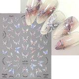 Glänzend Aurora Shell Schmetterling Nálepka na nehty Selbstklebend,Erleichterung Schmetterlinge Nálepka na nehty Rosa Laser Schmetterling Nagelaufkleber Für Frauen Nageldesign Zubehör Nagel Zubehör Nail Art