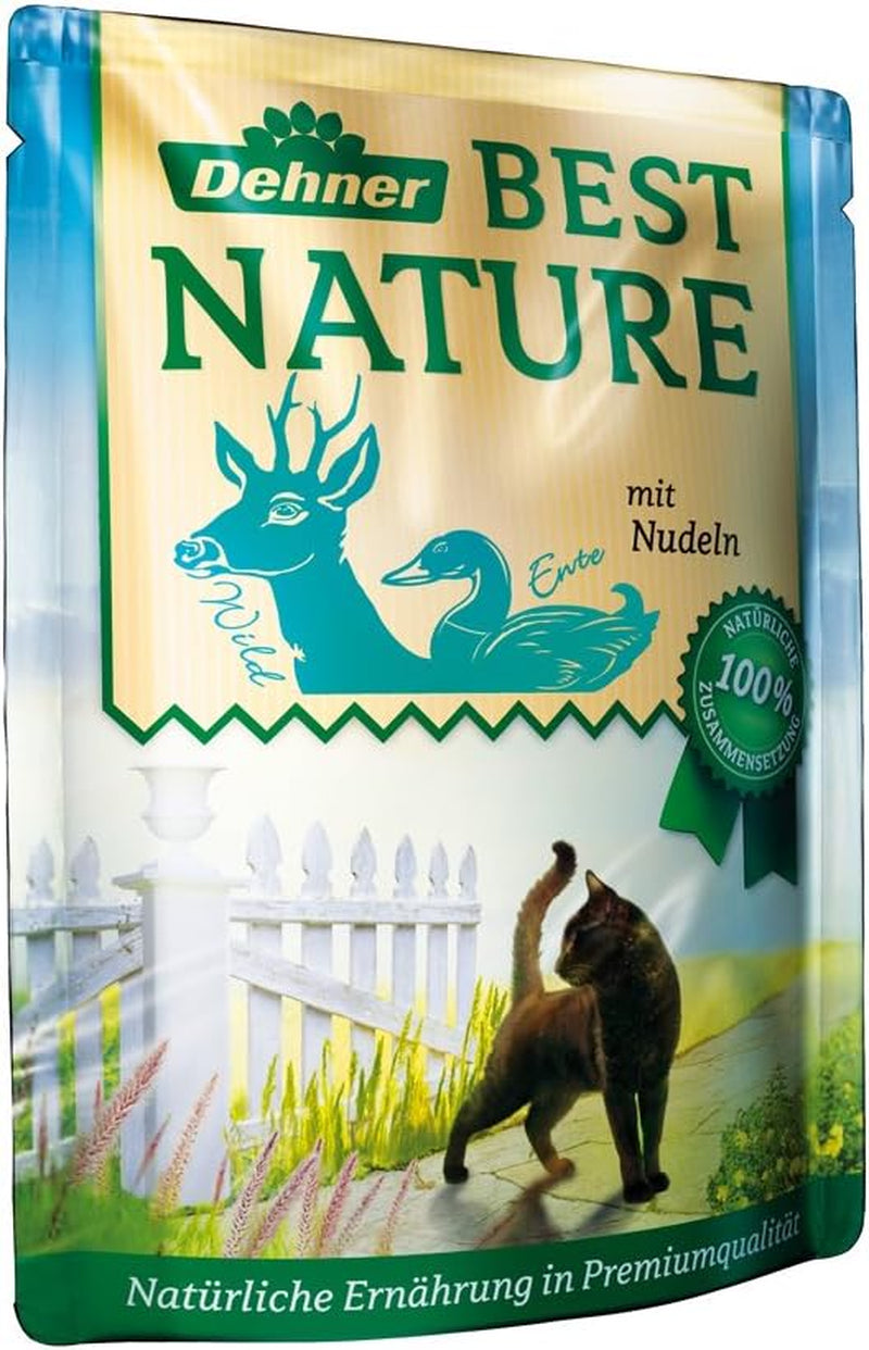 Dehner Best Nature Katzenfutter Multipack, Nassfutter, für ausgewachsene Katzen, je 2 x Kalb / Wild / Huhn / Kaninchen, 8 x 85 g sáček (680 g)