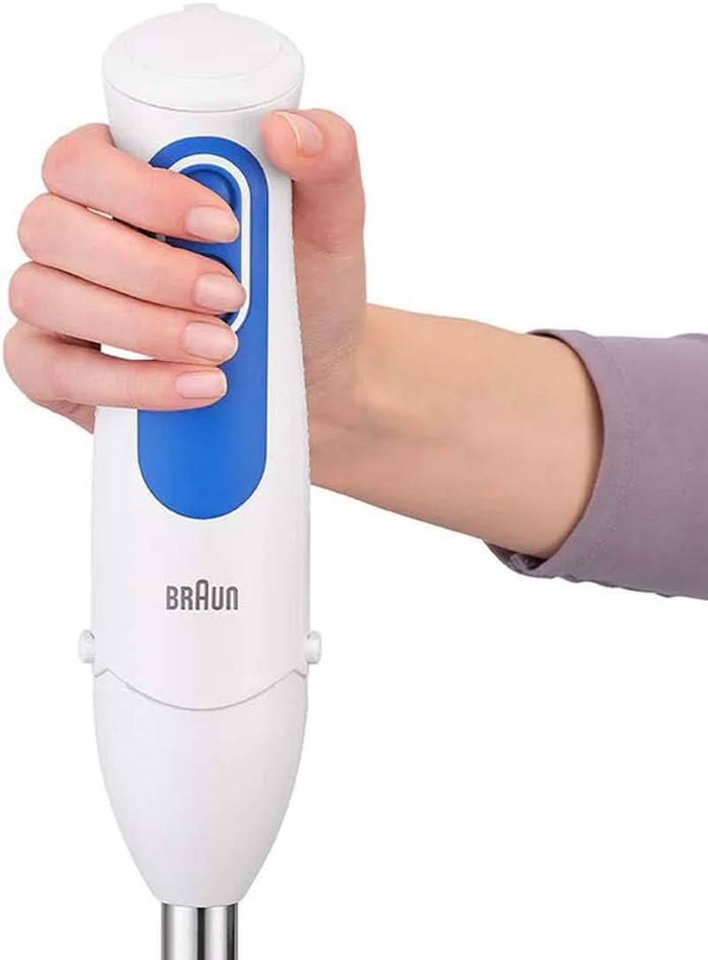 Braun Household Stabmixer MQ 3035 WH - Multiquick 3 Pürierstab Mit Edelstahl-Mixfuß, 2 Geschwindigkeiten, Spritzschutz, Spülmaschinenfest, Zerkleinerer, Schneebesen & 600 ml Mix- Und Messbecher Shop, Weiß Kitchen