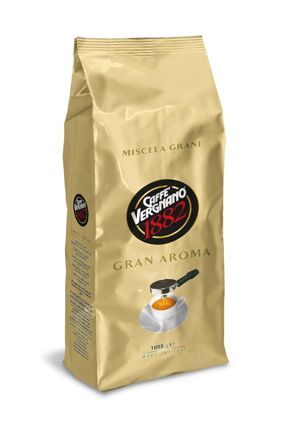 8 x CAFFE VERGNANO GRAN AROMA Celá zrnková káva 1000g