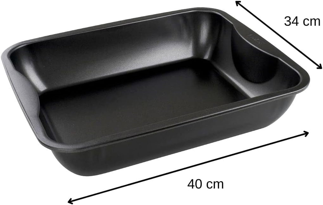 Zenker Xxl-Brat- Und Auslaufform (40 X 8 X 34 Cm) SPECIÁLNÍ VAŘENÍ, Rechteckige Ofenform Mit Antihaftbebeschichtung, Backblech Für Krosse Braten & Saftige Aufläufe (Farbe: Schwarz), Menge: 1 Stück Na pečení formy a plechy