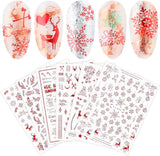 9 Blatt Nagelsticker Weihnachten Nagelaufkleber Selbtklebend Weiß Rentier Schneemann Samolepka na nehty Dekoration Nageldesign Zubehör