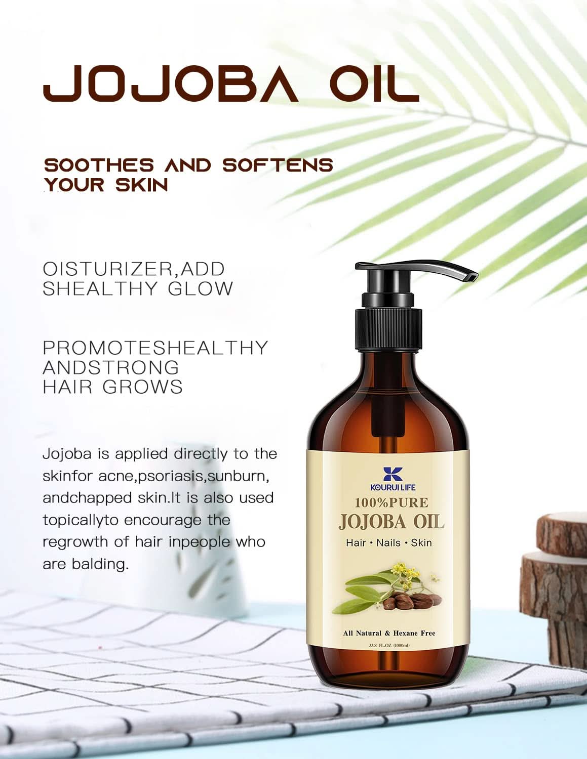 Bio jojobový olej 1 litr, 100% čistá kosmetika a kosmetika Naty Shop