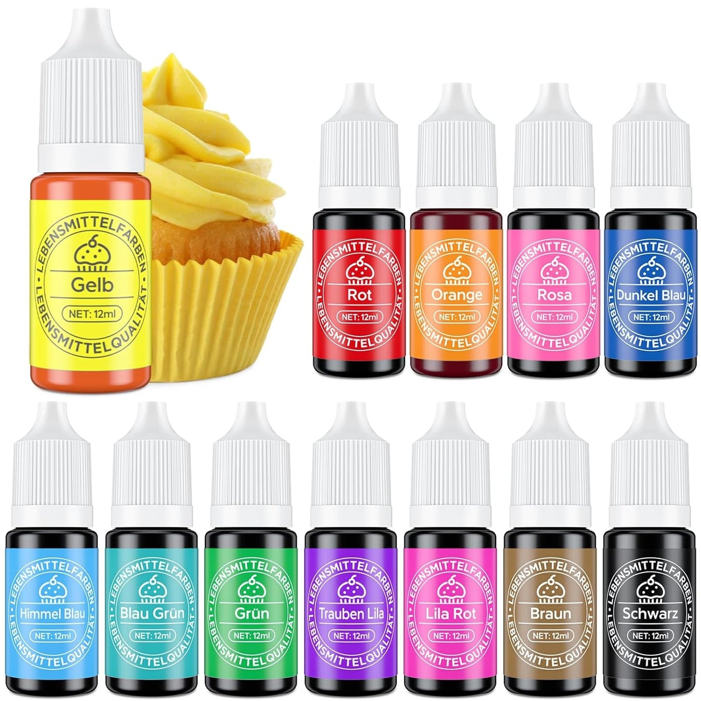 Sada tekutých potravinářských barviv 12 x 12 ml Naty Shop Default Title