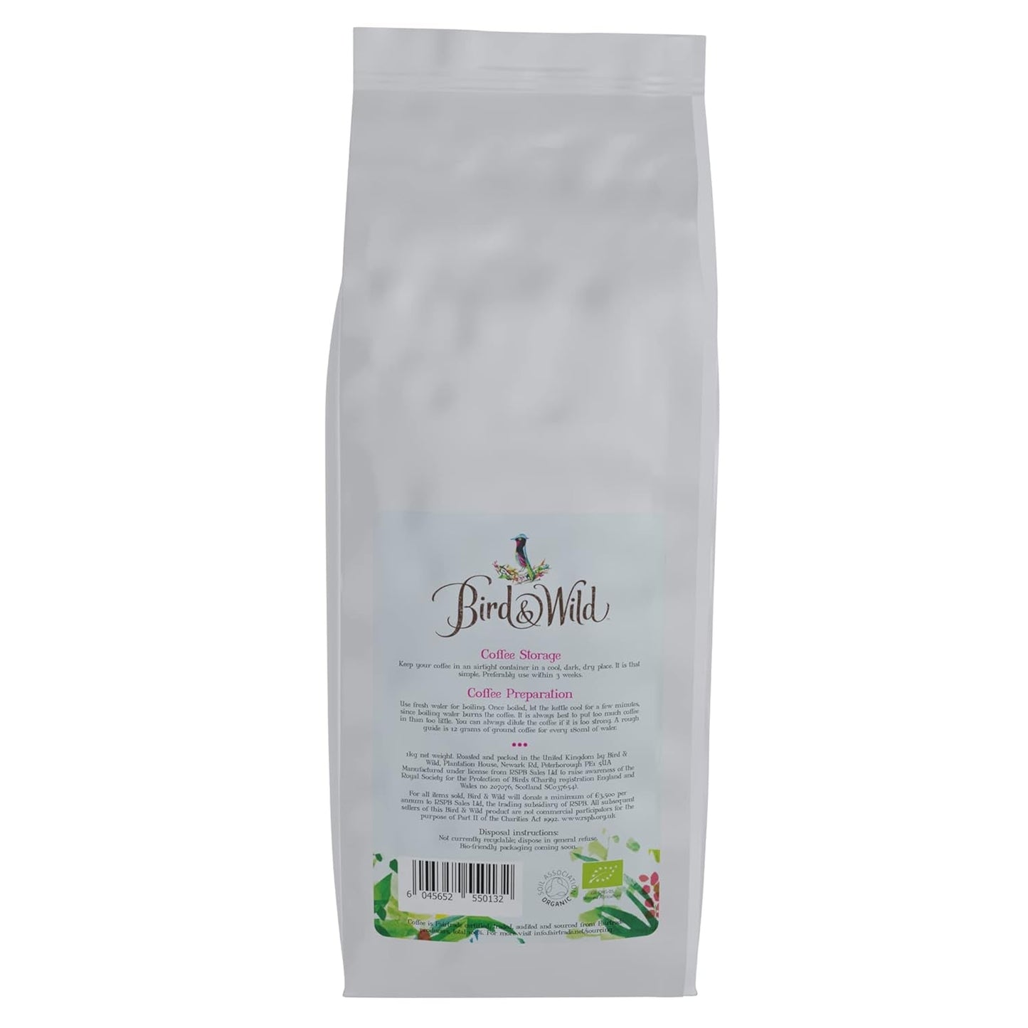Směs kávových zrn na espresso 1 kg středně pražená Fairtrade organický odstín Pěstované celé zrnko vhodné pro ptáky 1 kg čistá hmotnost