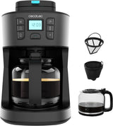 Překapávací kávovar Cecotec Coffee 66 Grind & Drop Essential. 1086 W, čepelový mlýnek, až 12 šálků, technologie Extreme Aroma, digitální, nerezová ocel, automatické vypínání.