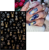 JMEOWIO Nálepka na nehty Weihnachten Gold Glitter Silber 8 Blatt Nálepka na nehty Selbtklebend Nagelaufkleber Schneeflocke Winterurlaub Dekoration Nageldesign Zubehör