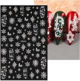 JMEOWIO Nálepka na nehty Weihnachten Weiß Glitter 8 Blatt Nálepka na nehty Selbtklebend Nagelaufkleber Schneeflocke Zimní dovolená Dekorace Nageldesign Zubehör