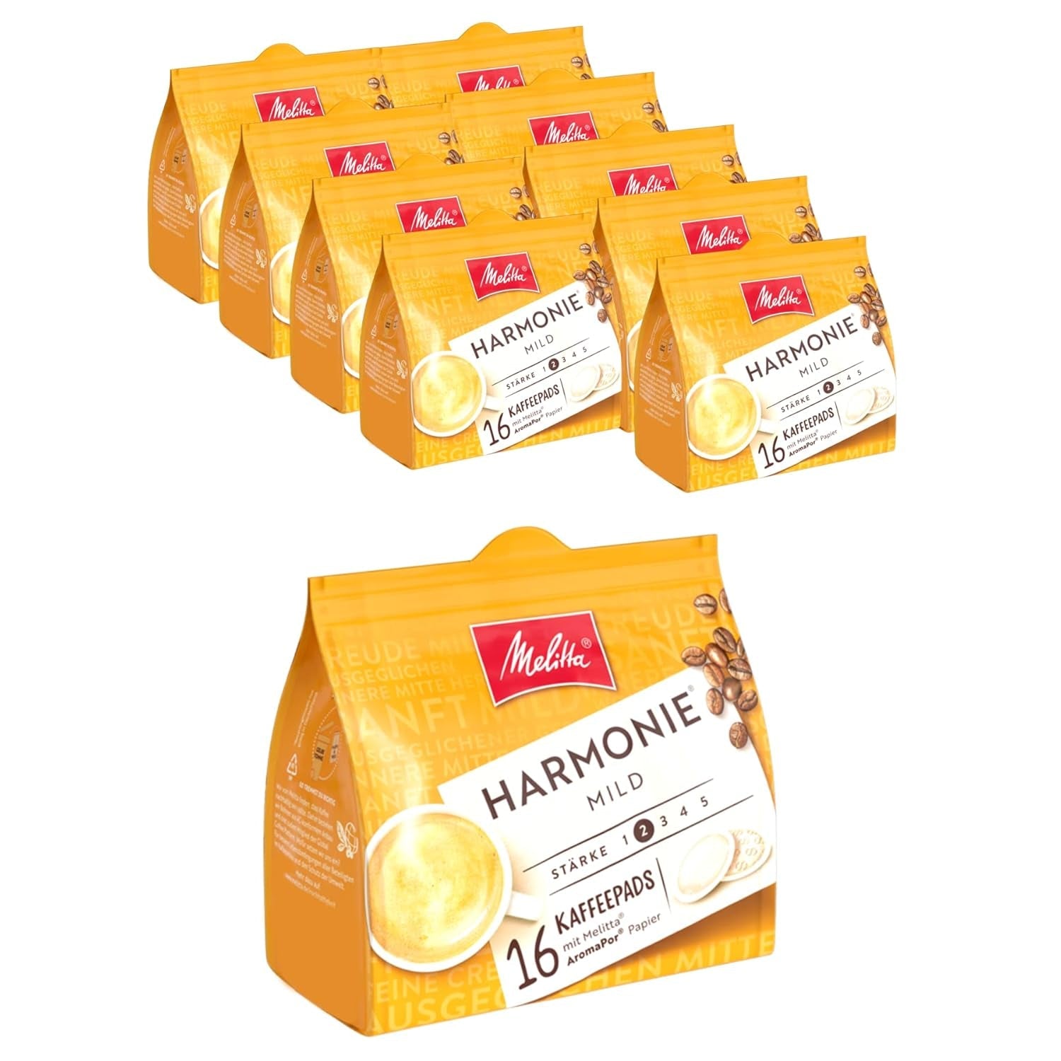 Melitta BellaCrema Intenso gemahlener Röstkaffee v Kaffee-Pads 10 x 16 pads & Harmonie mild gemahlener Röstkaffee v Kaffee-Pads 10 x 16 Pads