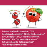 FRECHE FREUNDE Bio ovocná želé, jablka, maliny a rýžová lízátka, ovocná sladká svačina pro děti, bezlepková, veganská, balení 20 ks (20 x 30 g)