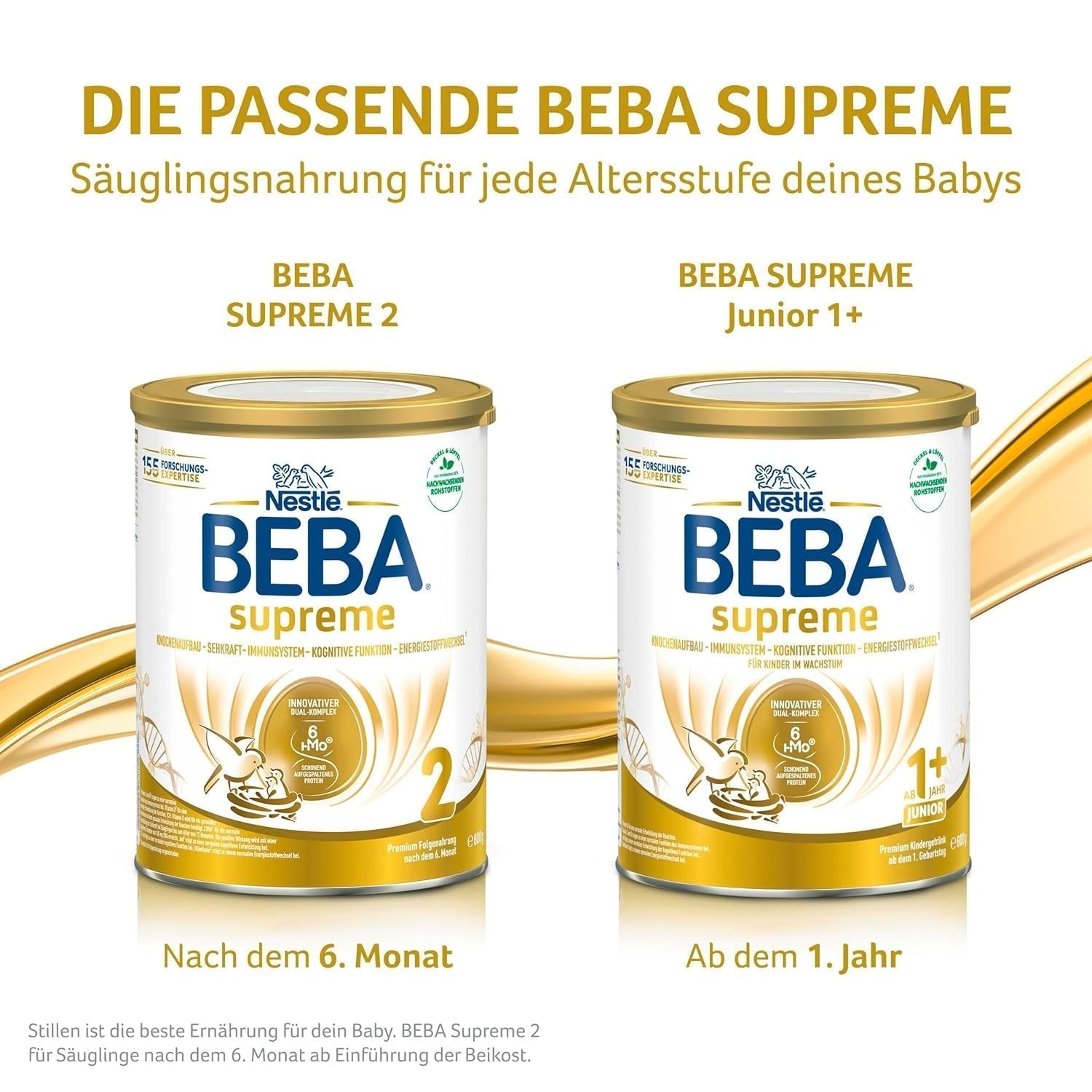 BEBA SUPREME 2 Pokračovací mléko po 6 měsících, pouze laktóza, bez palmového oleje, balení 6 ks (6 x 800 g) Naty Shop