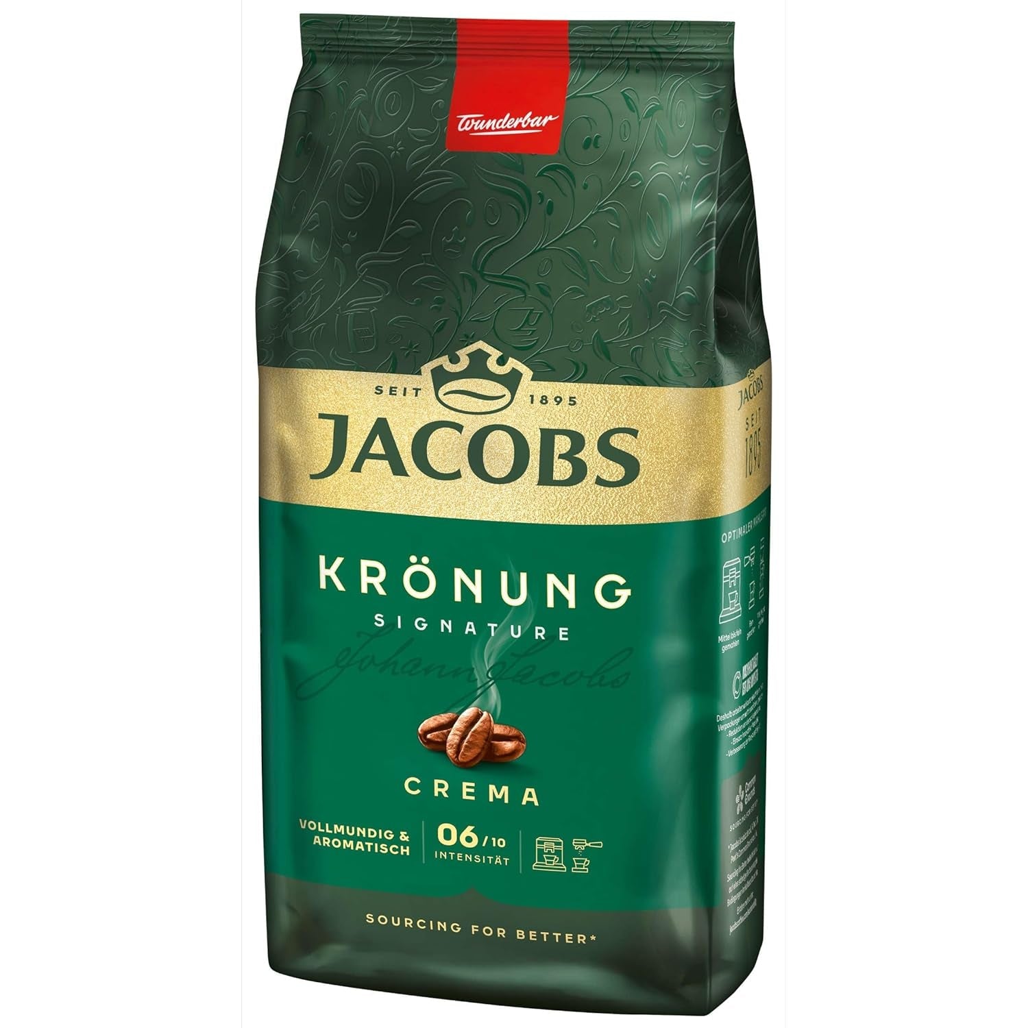 Jacobs Krönung smetana, celozrnná káva, balení 4 ks (4 x 1000 g)