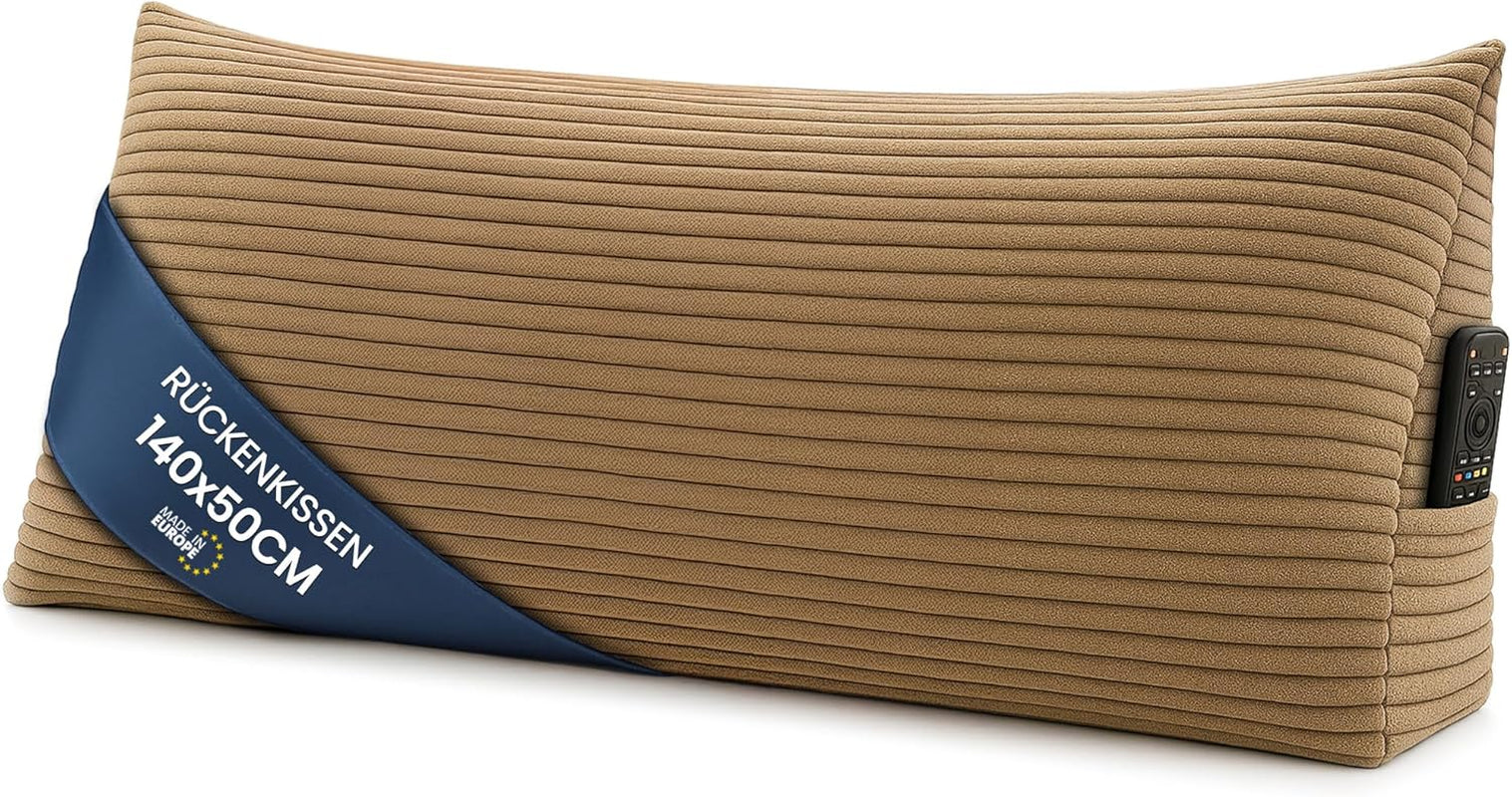 Péřový polštář, zádový polštář, sametový polštář, šířka 70 cm - polštář na čtení na postel, pohovku a pohovku, velký polštář na pohovku, nástěnný polštář, polštář na pohovku, polštář na čtení, podpěra zad, světle šedá