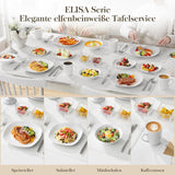 Sada nádobí MALACASA pro 4, 16dílné bílé porcelánové nádobí, moderní sada nádobí se 4 talíři, dezertními talíři, talíři a šálky Suma, řada ELISA