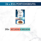 Gourmet Perle Duetto Losos & Yellow Treska Mokré krmivo pro kočky 26 balení (26 x 85 g)