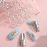 JMEOWIO 6 Blatt 3D Nálepka na nehty Goldene Unregelmäßige Geometrické Nálepka na nehty Selbstklebend Nagelaufkleber 5D Stereoskopická dekorace Nageldesign Zubehör