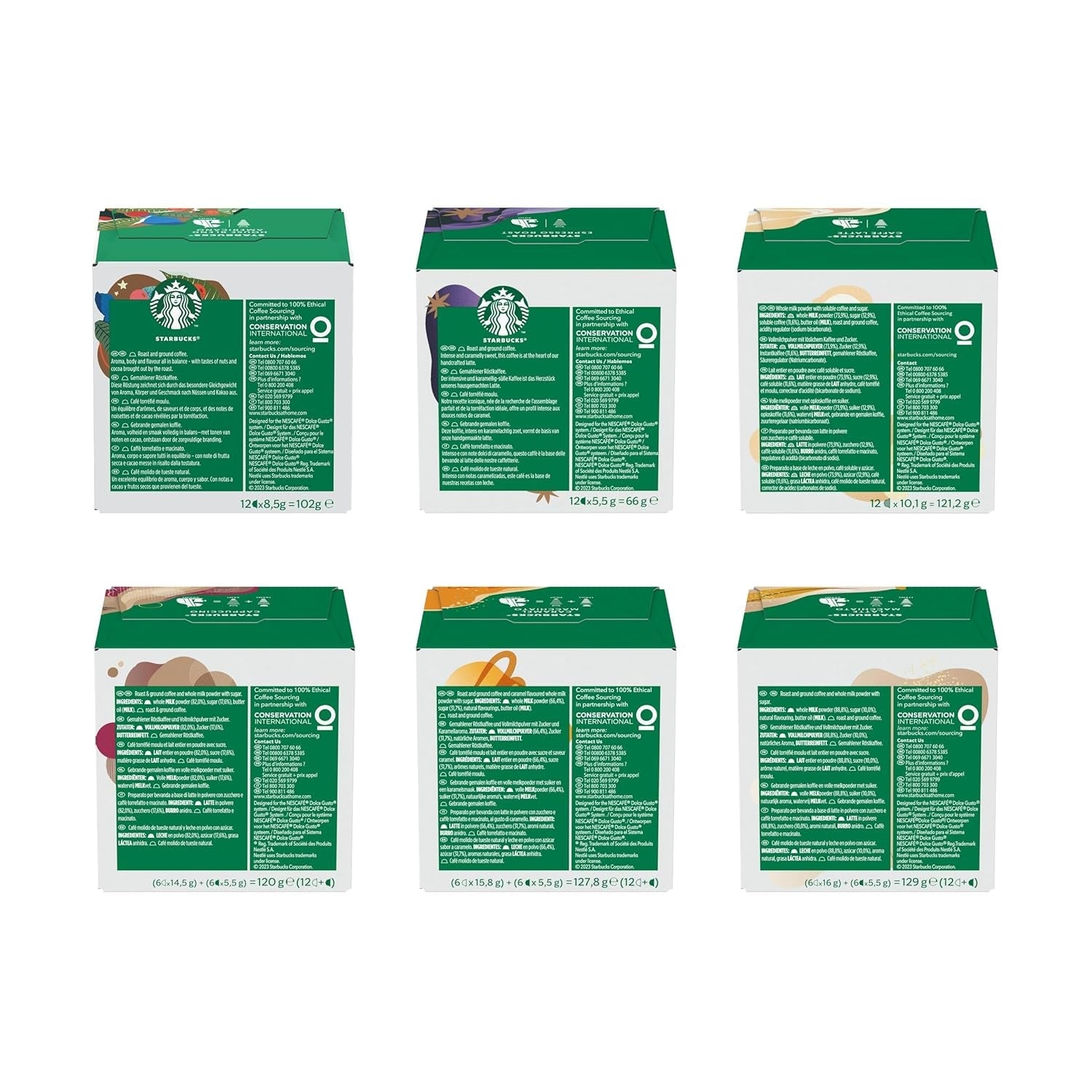 STARBUCKS Probierset, Mixed Cup Variety Pack od Nescafé Dolce Gusto Kaffeekapseln 6 x 12 (72 kapsel) – Exklusiv bei Amazon