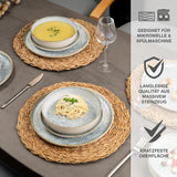 Sada nádobí Moritz & Moritz ALHAMBRA pro 6, 18 kusů, vysoce kvalitní porcelán – moderní modré nádobí – sada se snadnou údržbou obsahující 6 talířů, 6 dezertních talířů a 6 misek