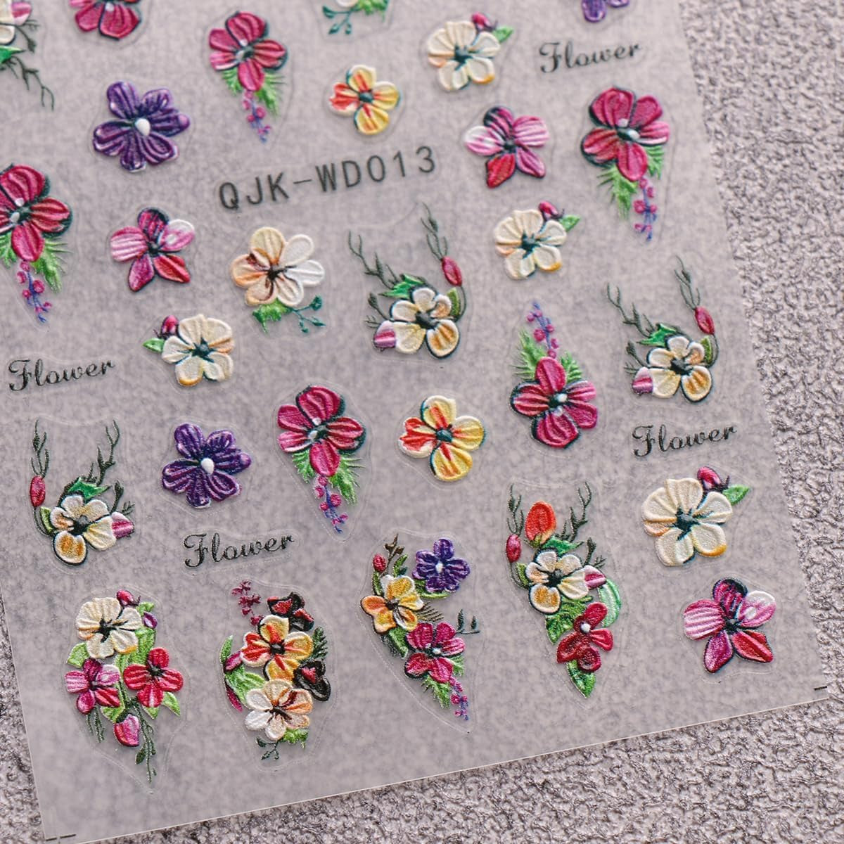 JMEOWIO Nálepka na nehty Blumen 6 Blatt Nálepka na nehty Selbstklebend Nagelaufkleber Letní Blumen Dekorace Nageldesign Zubehör