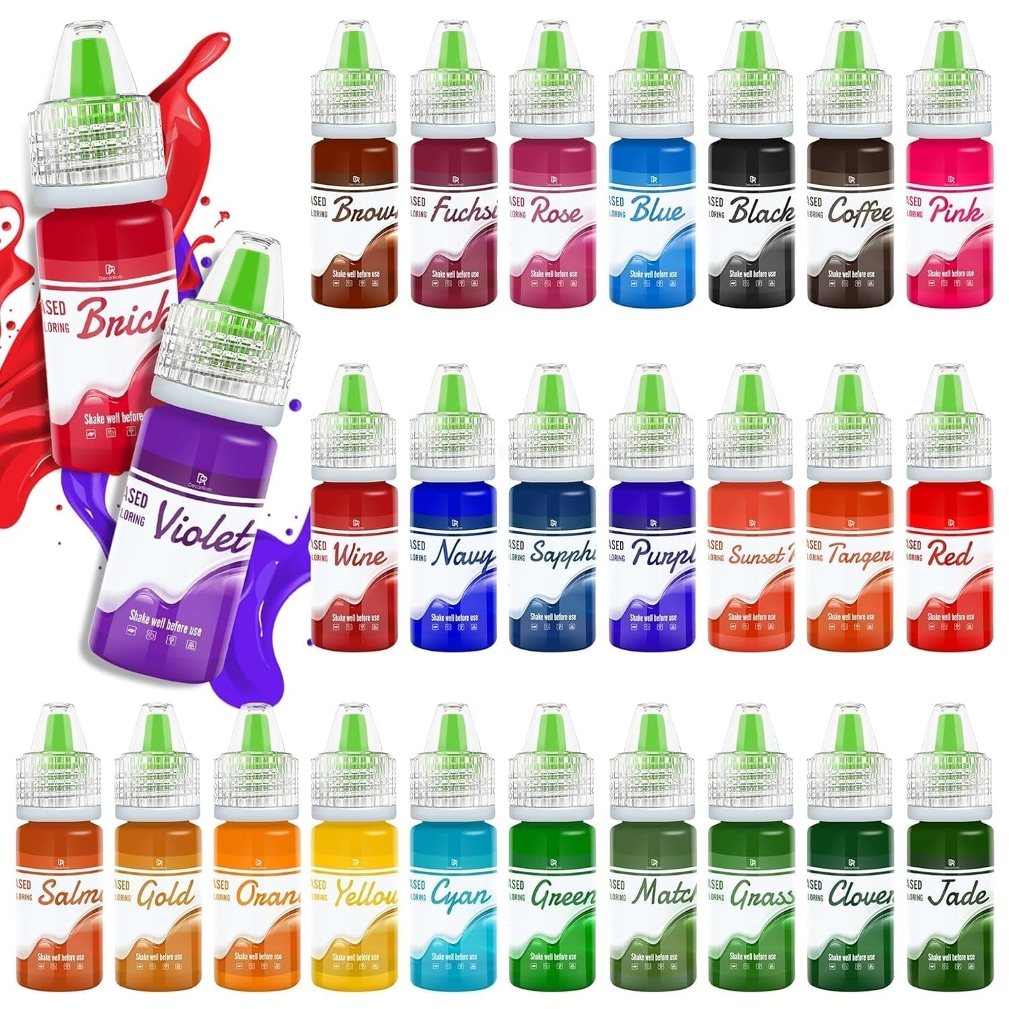 Fettlösliche Lebensmittelfarbe Für Schokolade - 26 Farben Ölbasis Lebensmittelfarben Für Fondant, Torten Dekoration, Backen - Flüssige Food Coloring Für Kakaomutter, Buttercream, Kuchen - 6 ml Je Naty Shop 6 ml (26Er Pack)