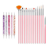 Sada nail Art Pinsel Pinsel, 20ks Nageldesign Malerei Pinsel, Professionelle Nail Art Design Pinsel, Nail Fine Liner Pinsel, růžová