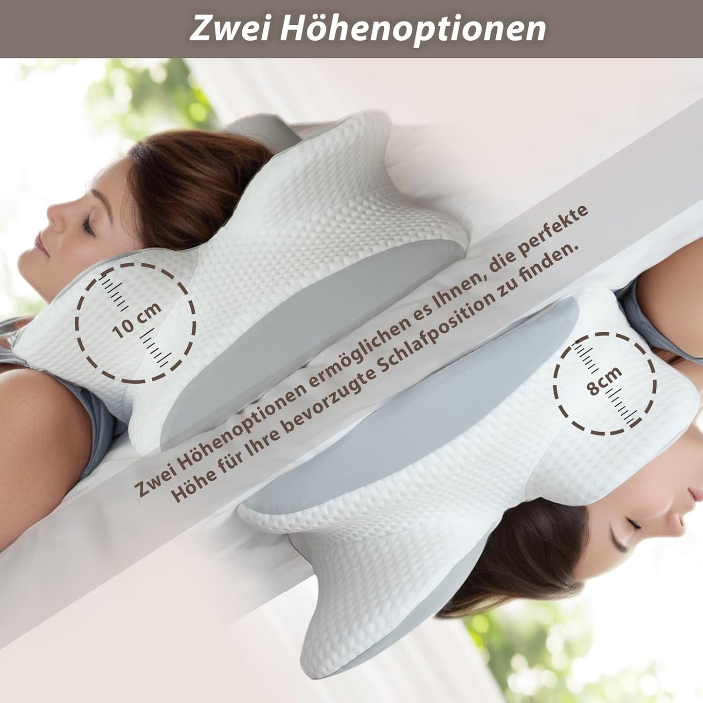 Polštář na krk Ortopedický polštář na hlavu Polštář z paměťové pěny Polštář s bočním nárazem - Ergonomický design Dutý tvar pro boční, zadní a břišní náraz Světle šedé krční ortopedické polštáře Naty Shop