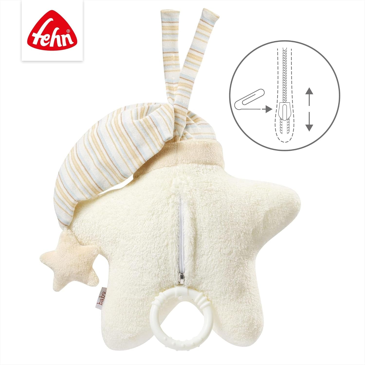 Fehn music box baby sleep aid star - hrací skříňka s odnímatelným hudebním mechanismem pro zavěšení - písnička "Weißt du wieviel Sternlein stehen" - hračka pro miminka a děti od 0+ měsíců Hračky Bebe Naty Shop
