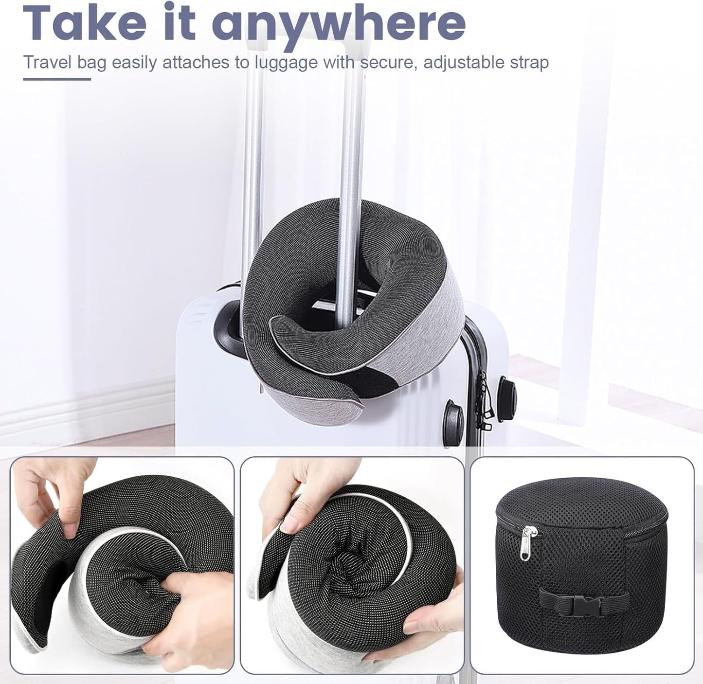 Polštář na krk Cestovní polštář z paměťové pěny Ergonomický design Polštář na krk z paměťové pěny s maskou na oči 2 špunty do uší a úložný vak Perfektní pro spaní na cestách při cestování Naty Shop Ortopedické polštáře na krk