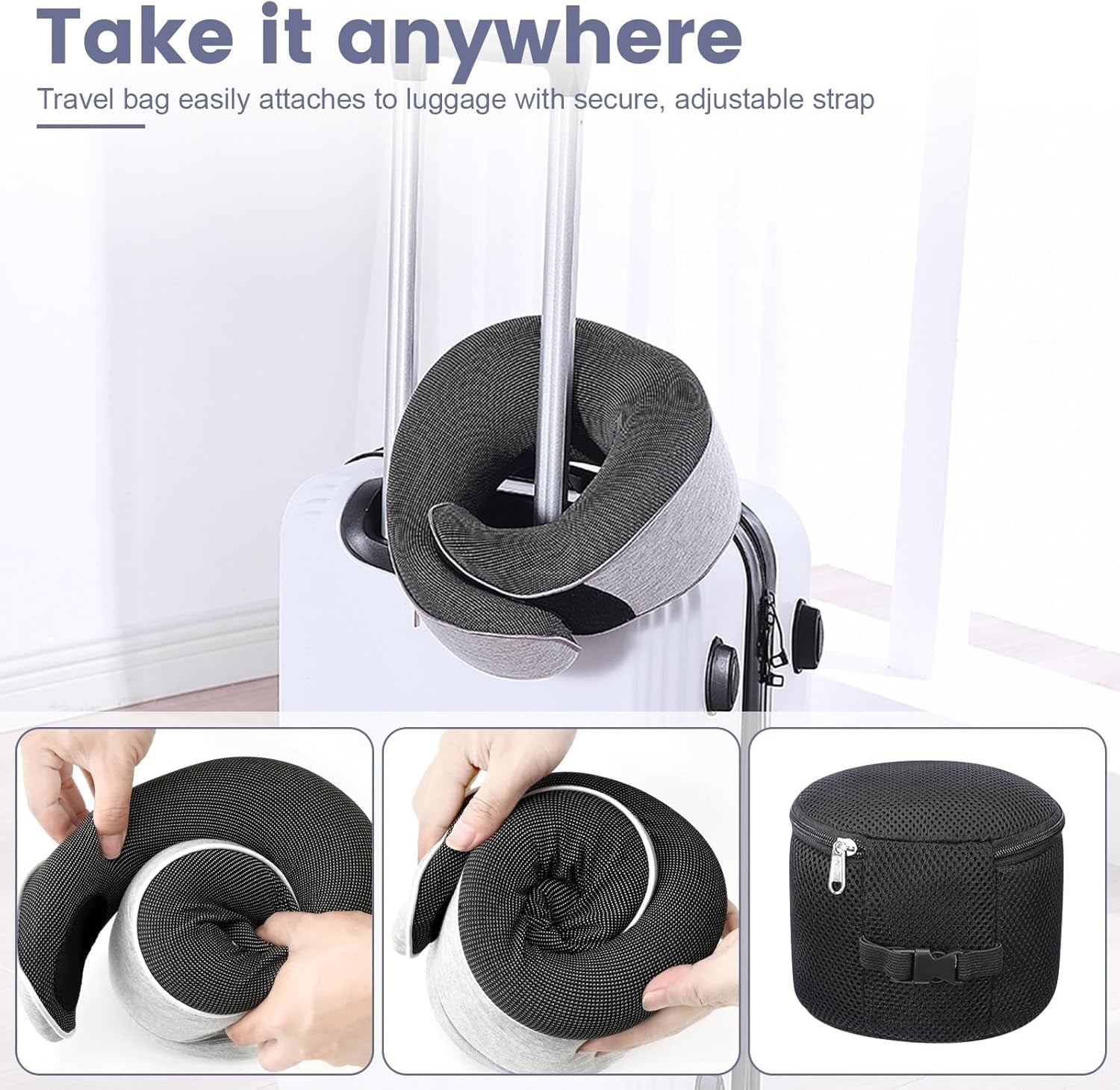 Polštář na krk Cestovní polštář z paměťové pěny Ergonomický design Polštář na krk z paměťové pěny s maskou na oči 2 špunty do uší a úložný vak Perfektní pro spaní na cestách při cestování Naty Shop Ortopedické polštáře na krk