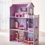 Obří domeček pro panenky Olivia's Small World, velký dřevěný domeček pro panenky s nábytkem a doplňky, 3patrový domeček pro panenky pro děti, domeček pro panenky 12", 3 roky + domečky pro panenky Naty Shop