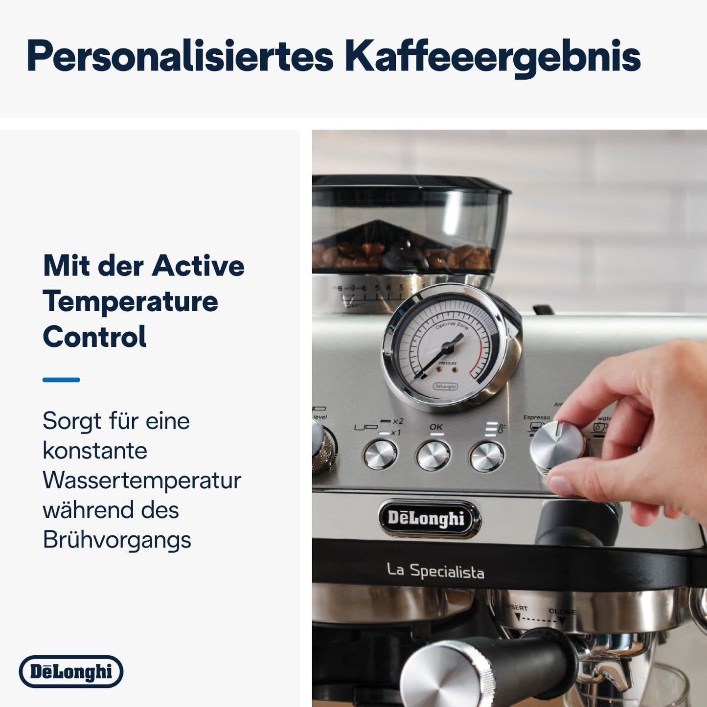 Portafiltrační espresso kávovar De'Longhi La Specialista Arte EC9155.MB s mlýnkem, 8 nastavení mletí, tlak 15 barů, 3 nastavení teploty, napěňovač mléka, 1550 W, nádrž 1,7 l, nerez/černá, včetně baristické sady