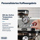 Portafiltrační espresso kávovar De'Longhi La Specialista Arte EC9155.MB s mlýnkem, 8 nastavení mletí, tlak 15 barů, 3 nastavení teploty, napěňovač mléka, 1550 W, nádrž 1,7 l, nerez/černá, včetně baristické sady