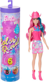 Panenka Barbie Color Reveal a doplňky se 6 překvapeními, řada Disco Star s kovovými třpytkami a topem měnícím barvu (styly se mohou lišit), JCP01, 32 cm