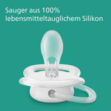Dudlíky Philips AVENT ultra air - balení 4 prodyšných dudlíků bez BPA pro děti od 0 do 6 měsíců, včetně pouzdra na přenášení a sterilizace, barva slunce/duha (model SCF085/65)