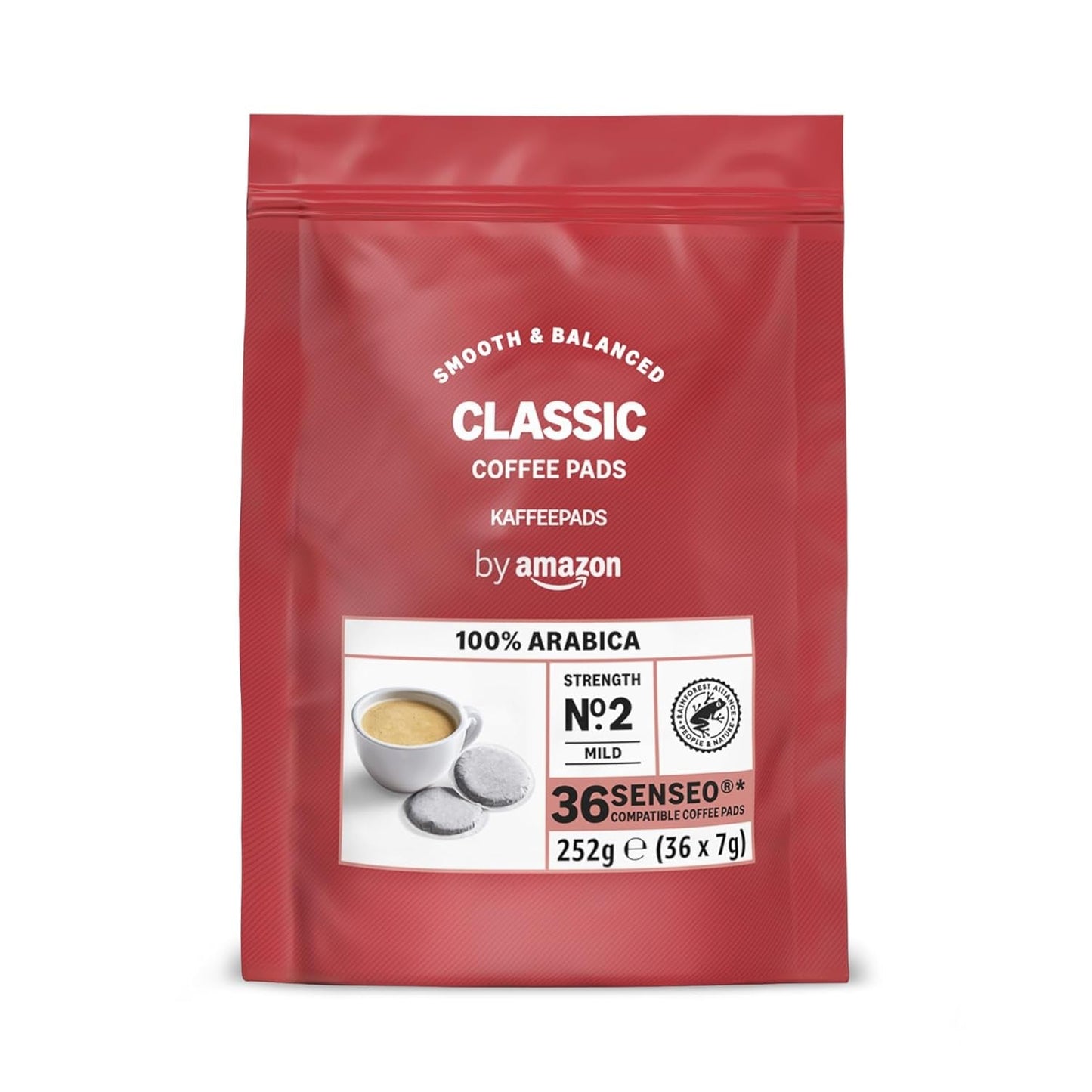 od Amazon Klassische Kaffeepads aus 100% Arabica, geeignet für Senseo-Maschinen, 36 Stück (1 Packung mit 36 ​​​​Stück) – Rainforest Alliance-zertifiziert