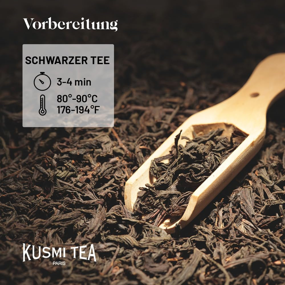Kusmi Tea - Earl Grey Intense - Bio černý čaj Earl Grey se silným bergamotem a pikantním citronem - Sypaný čaj - 100g kovová krabička - Množství na cca 50 šálků