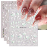 JMEOWIO 3D Nálepka na nehty Frühling Blume Nálepka na nehty Selbstklebend Nagelaufkleber 5D Stereoskopisch Buntes Letní Blumen Dekorace Nageldesign Zubehör 4 Blatt