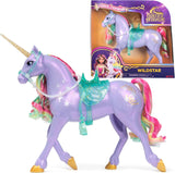 Wildstar Unicorn od Unicorn Academy – 28 cm vysoký originální jednorožec Sophia ze série Netflix se skutečnou hřívou a ocasem, odnímatelnou uzdou a sedlem a kartáčem, pro děti od 4 let